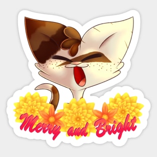 Merry and Bright Kitty Sticker